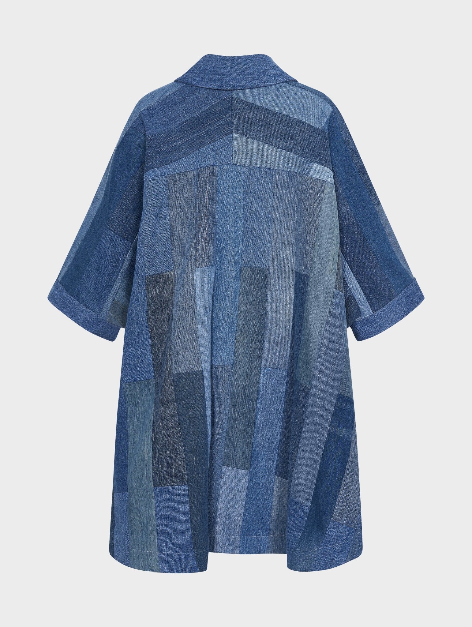 Celeste Coat Tessellated Patchwork Denim Mid Blue - Image 5