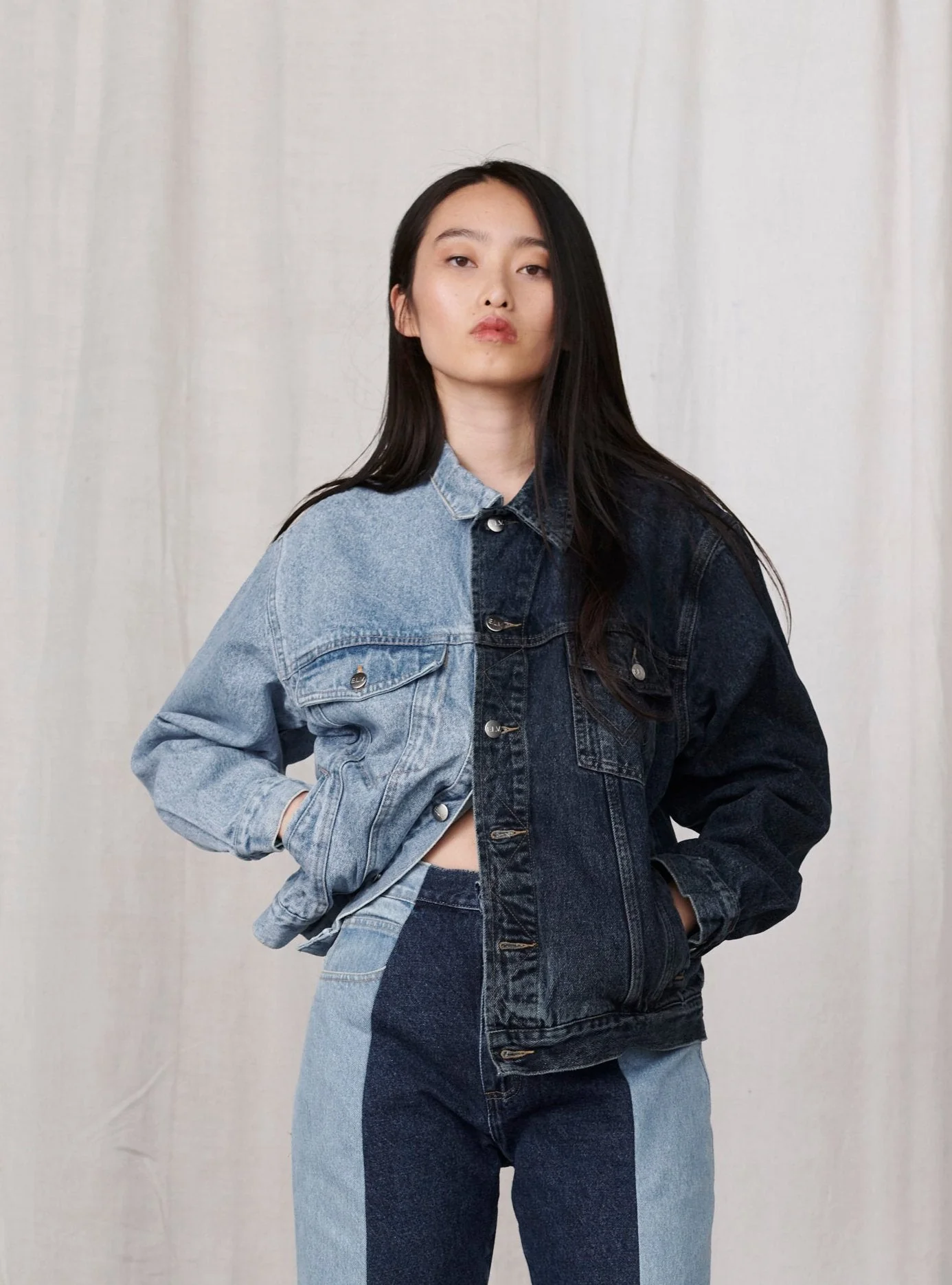 Classic Denim Jacket Light Dark Blue - Image 3