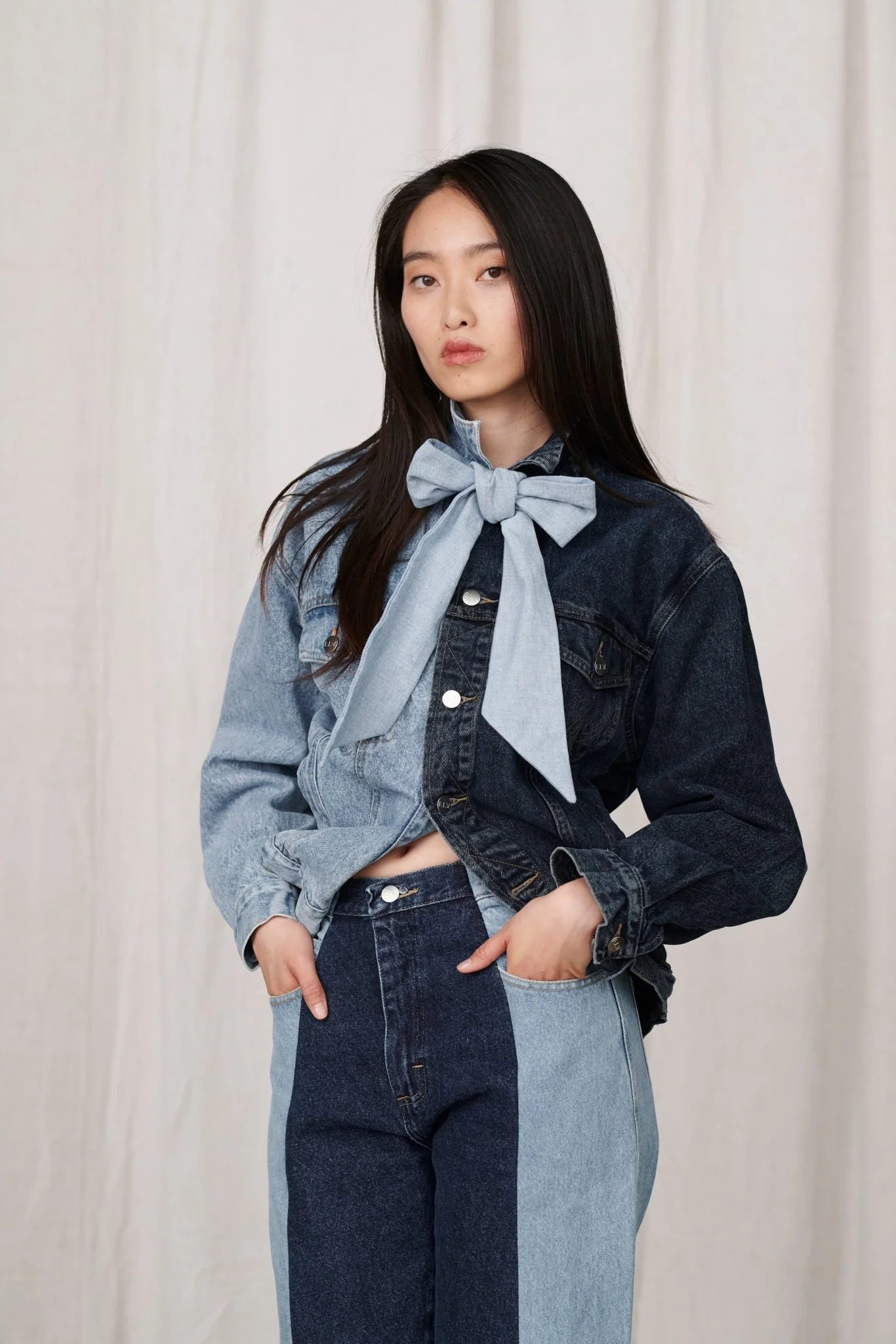 Classic Denim Jacket Light Dark Blue - Image 5