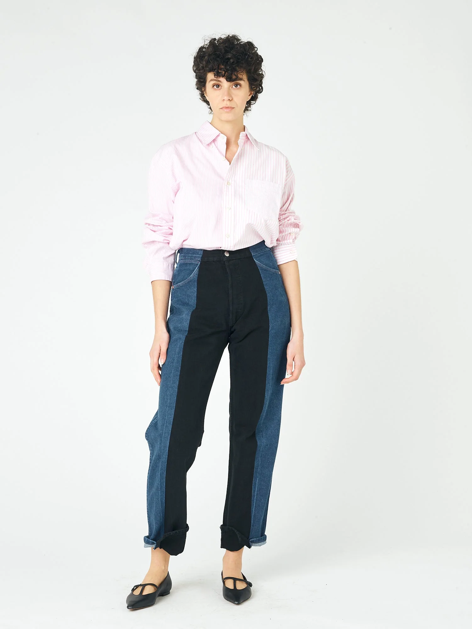 Dark Blue Black Contrast Boyfriend Jean - Image 3