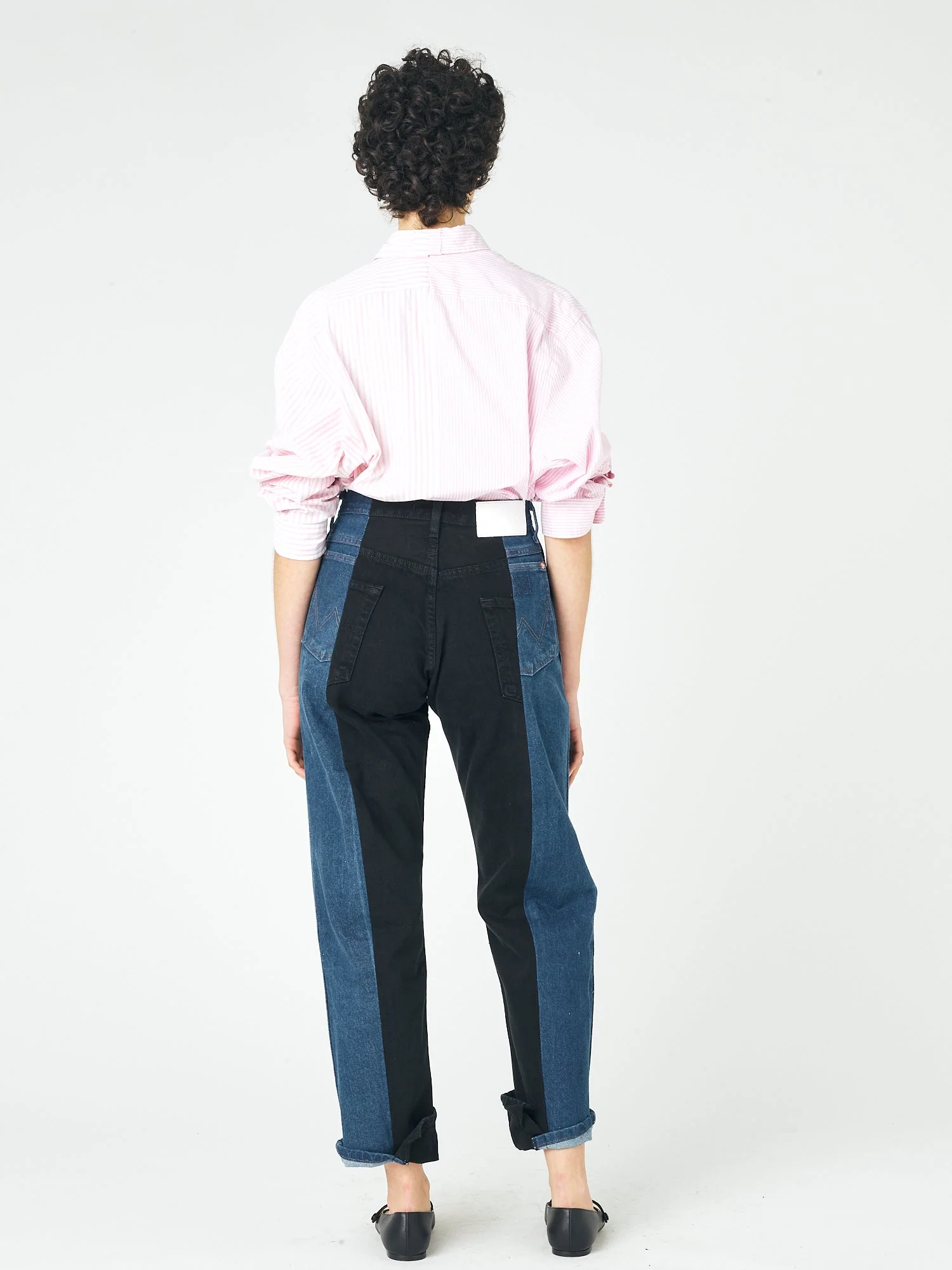 Dark Blue Black Contrast Boyfriend Jean - Image 4