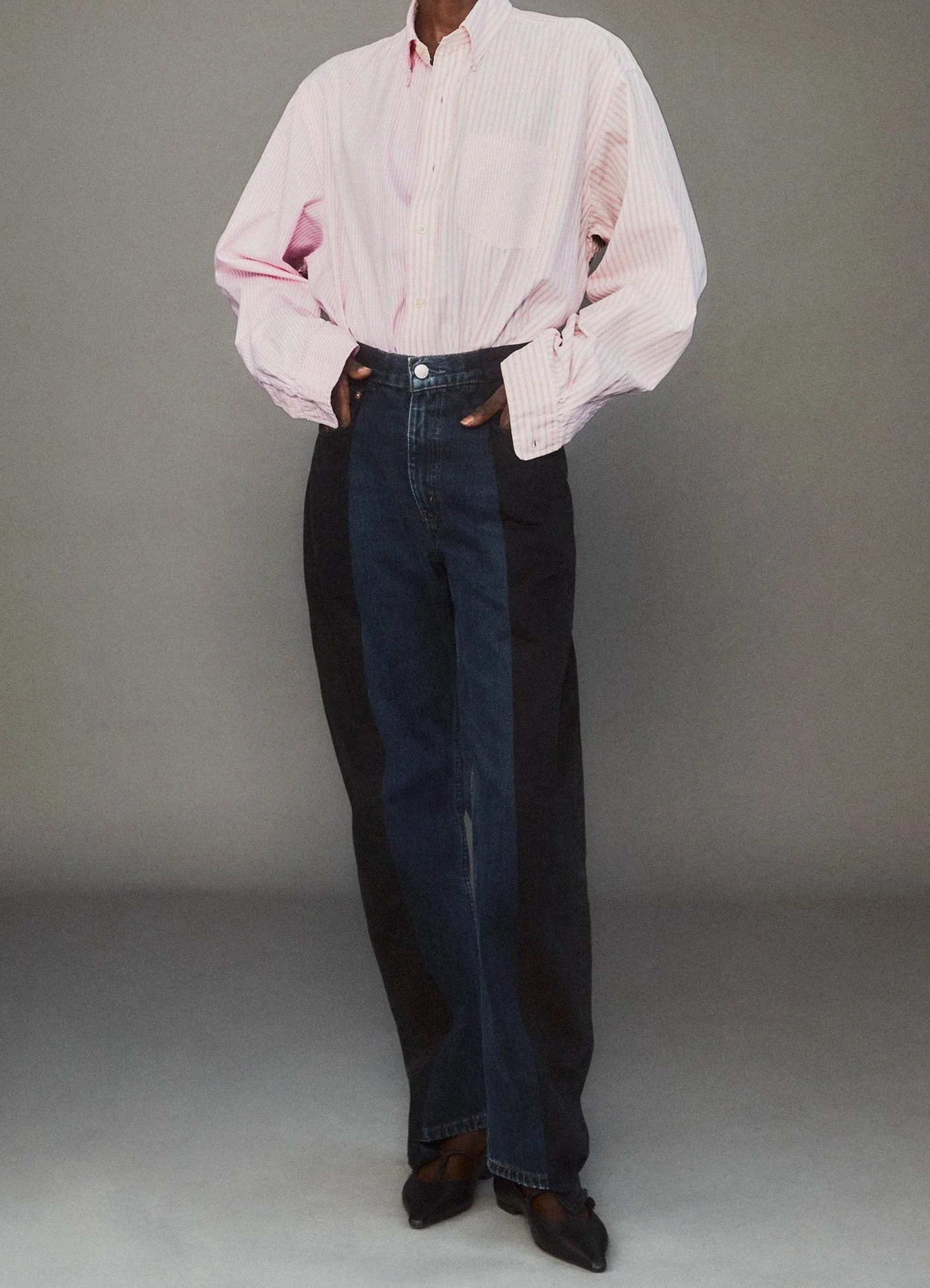 Black Dark Blue Contrast Boyfriend Jean - Image 3