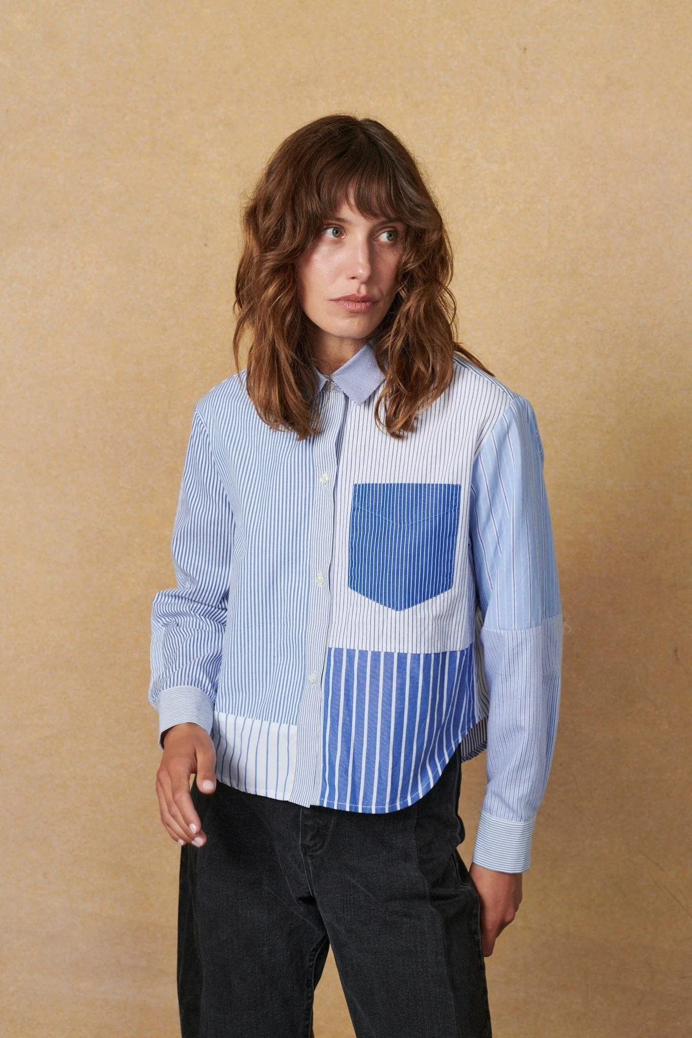 Emilie Shirt Patchwork Stripe Poplin - Image 4