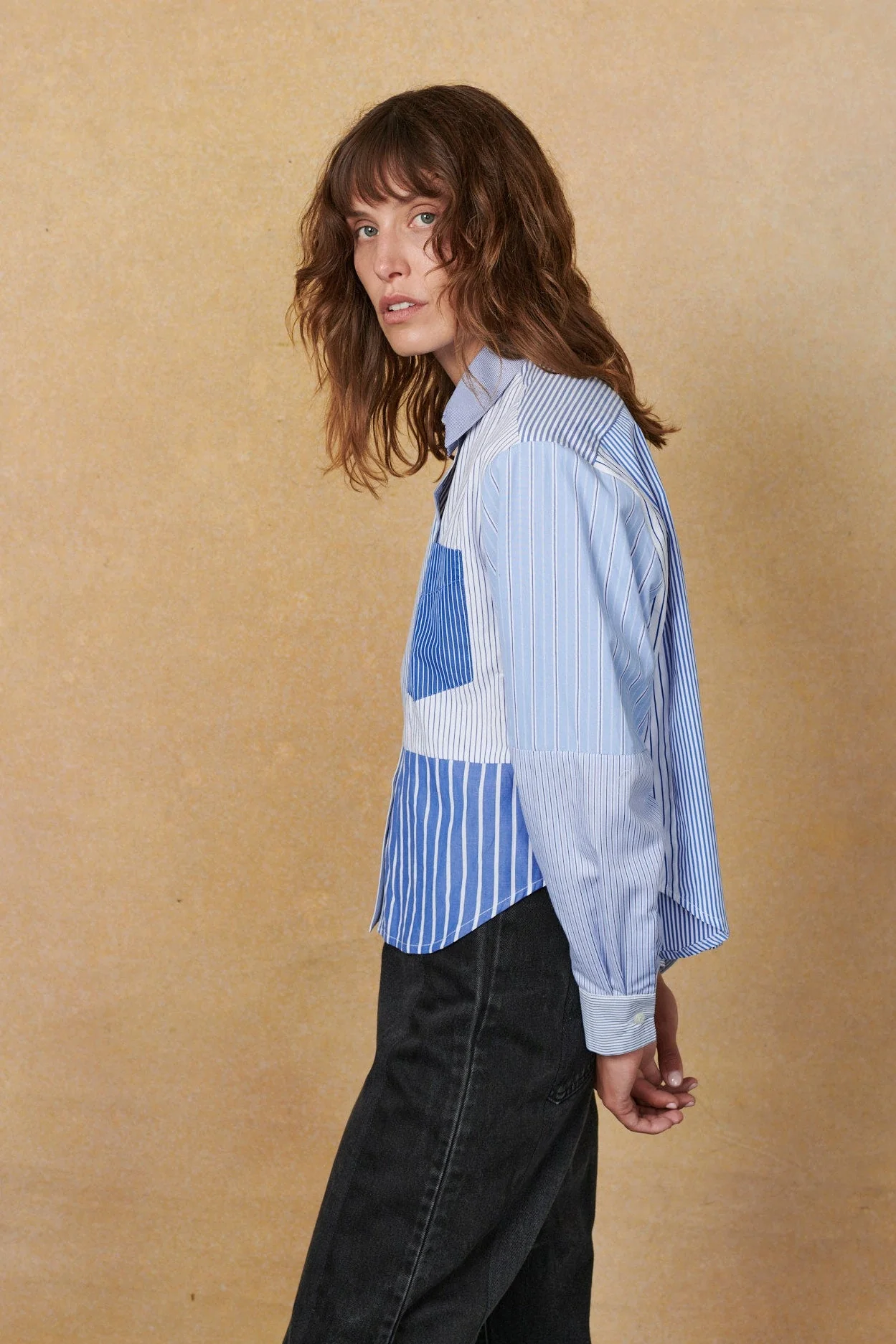 Emilie Shirt Patchwork Stripe Poplin - Image 5