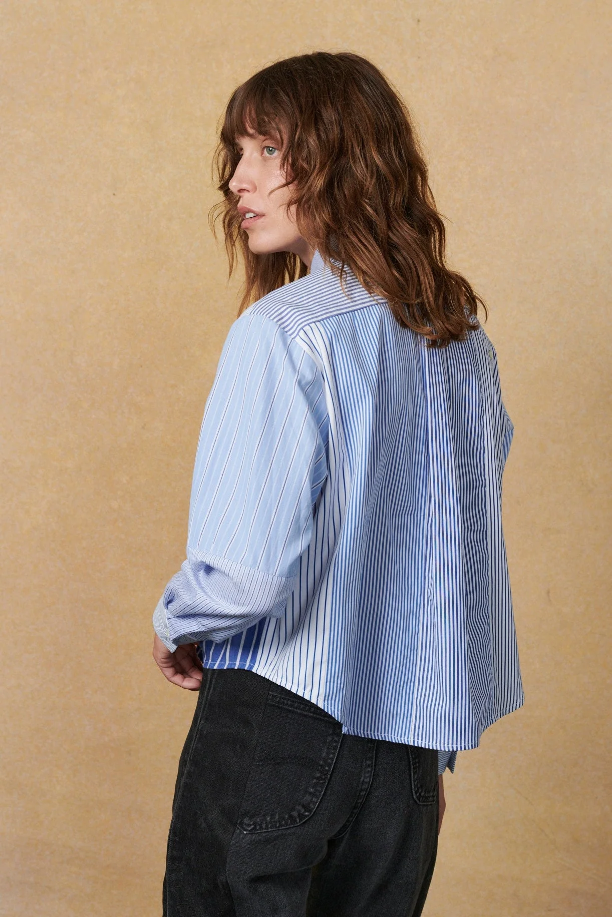 Emilie Shirt Patchwork Stripe Poplin - Image 7