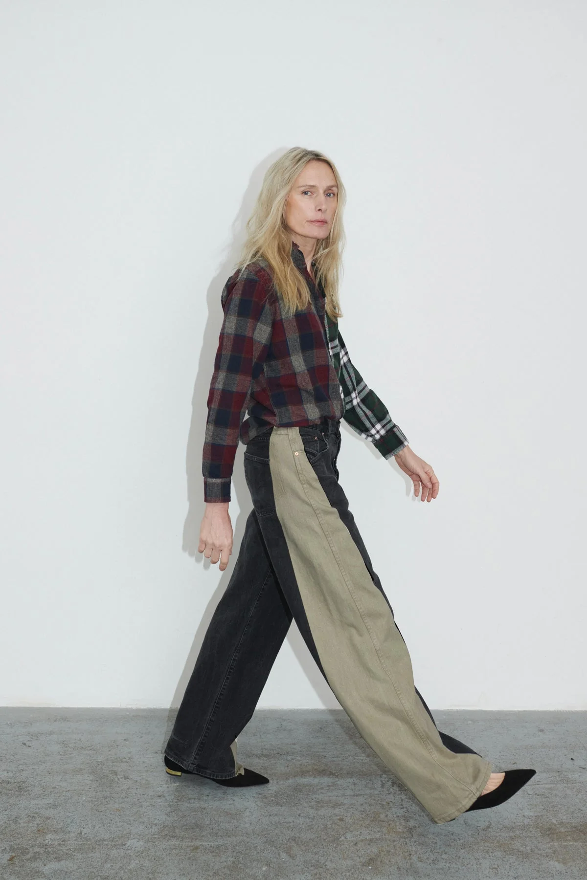 Freya Wide Leg Jeans Beige Black - Image 4