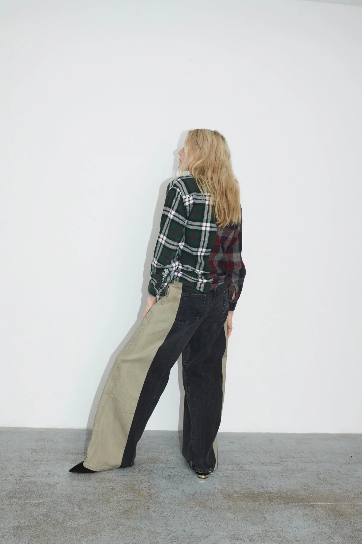 Freya Wide Leg Jeans Beige Black - Image 5