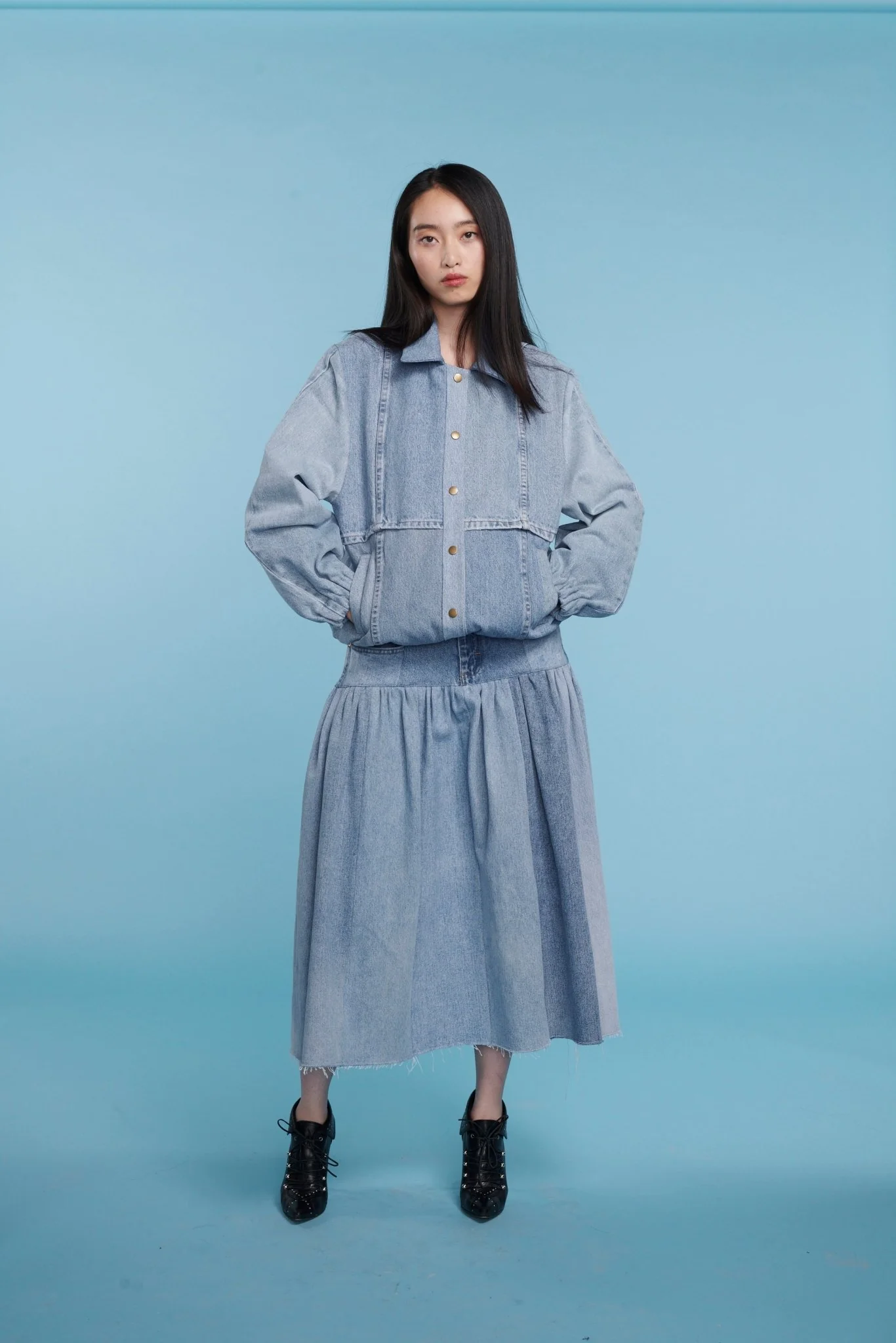 Kara Bomber Jacket Denim Light Blue - Image 3