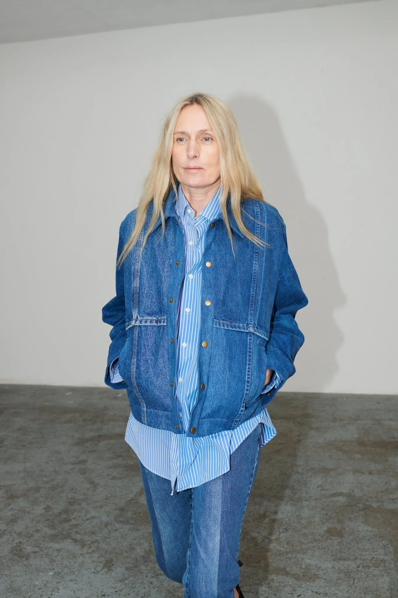 Kara Bomber Jacket Denim Mid Blue - Image 4