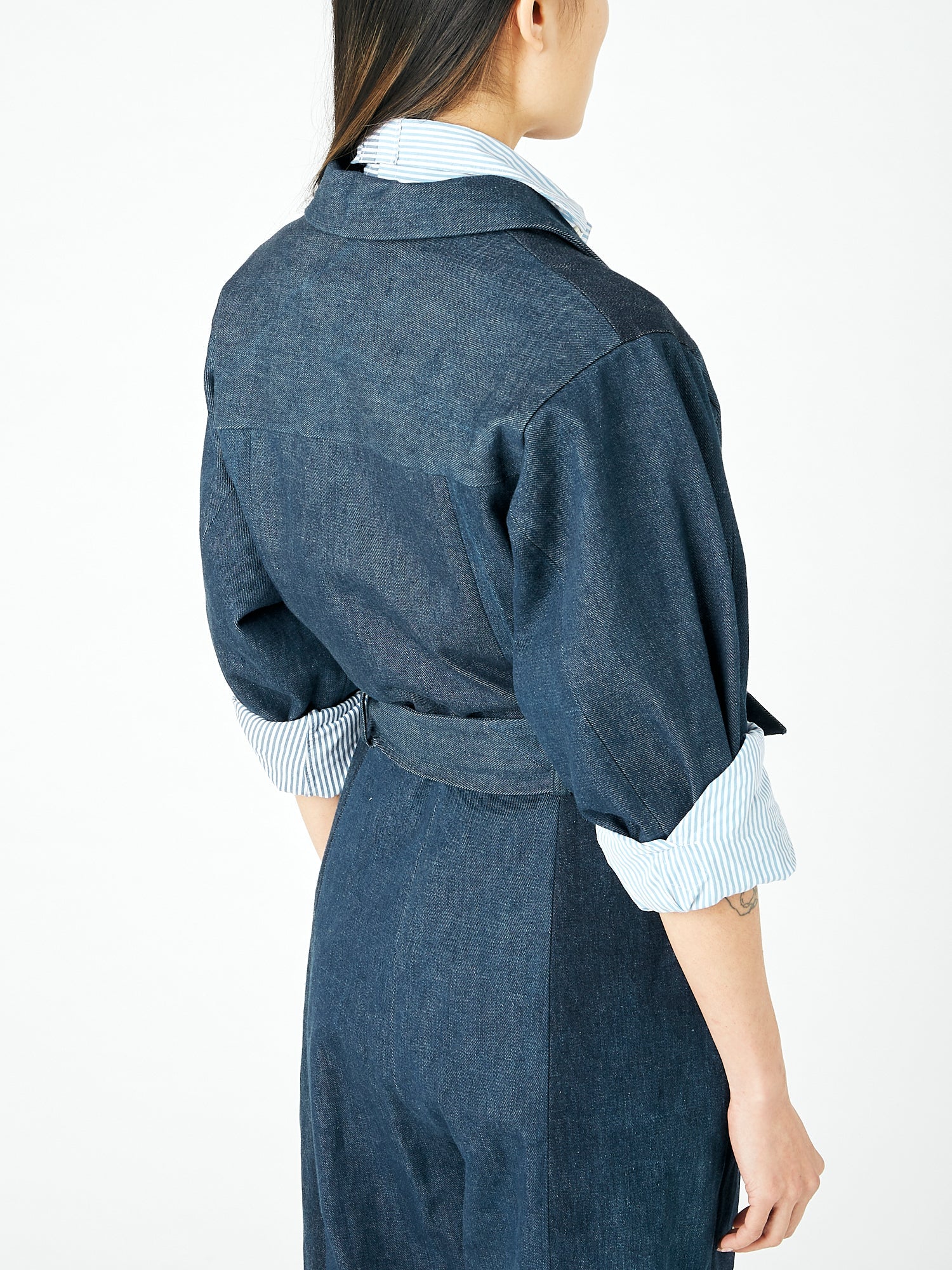 Classic Denim Jumpsuit Dark Blue - Image 6