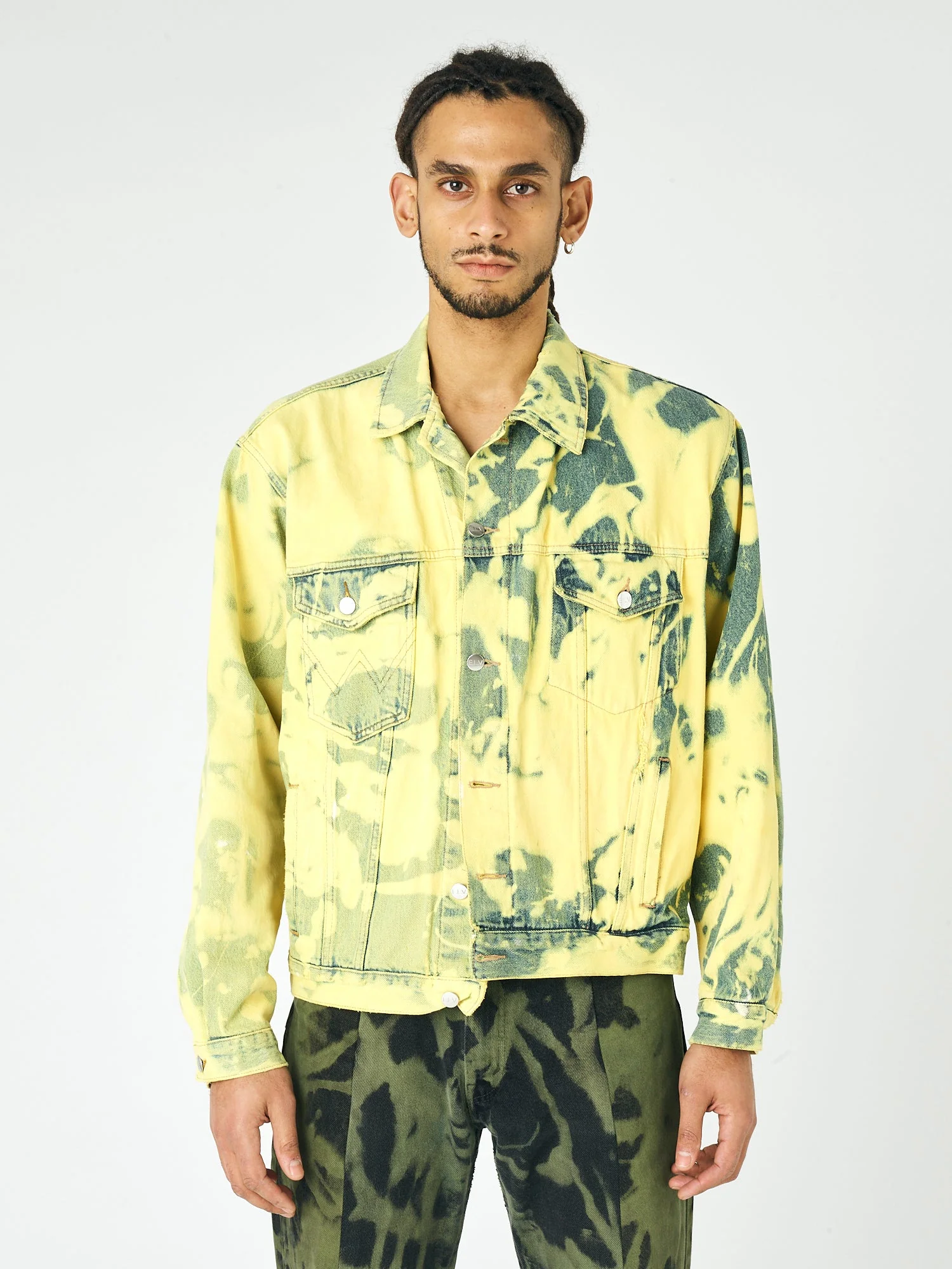 Men's Classic Denim Jacket Bleach Yellow - Image 5