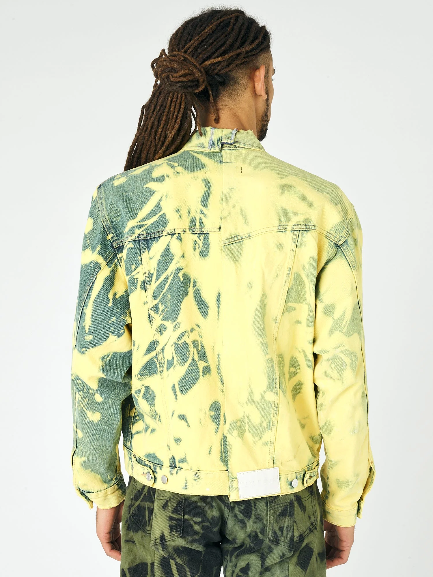 Men's Classic Denim Jacket Bleach Yellow - Image 6