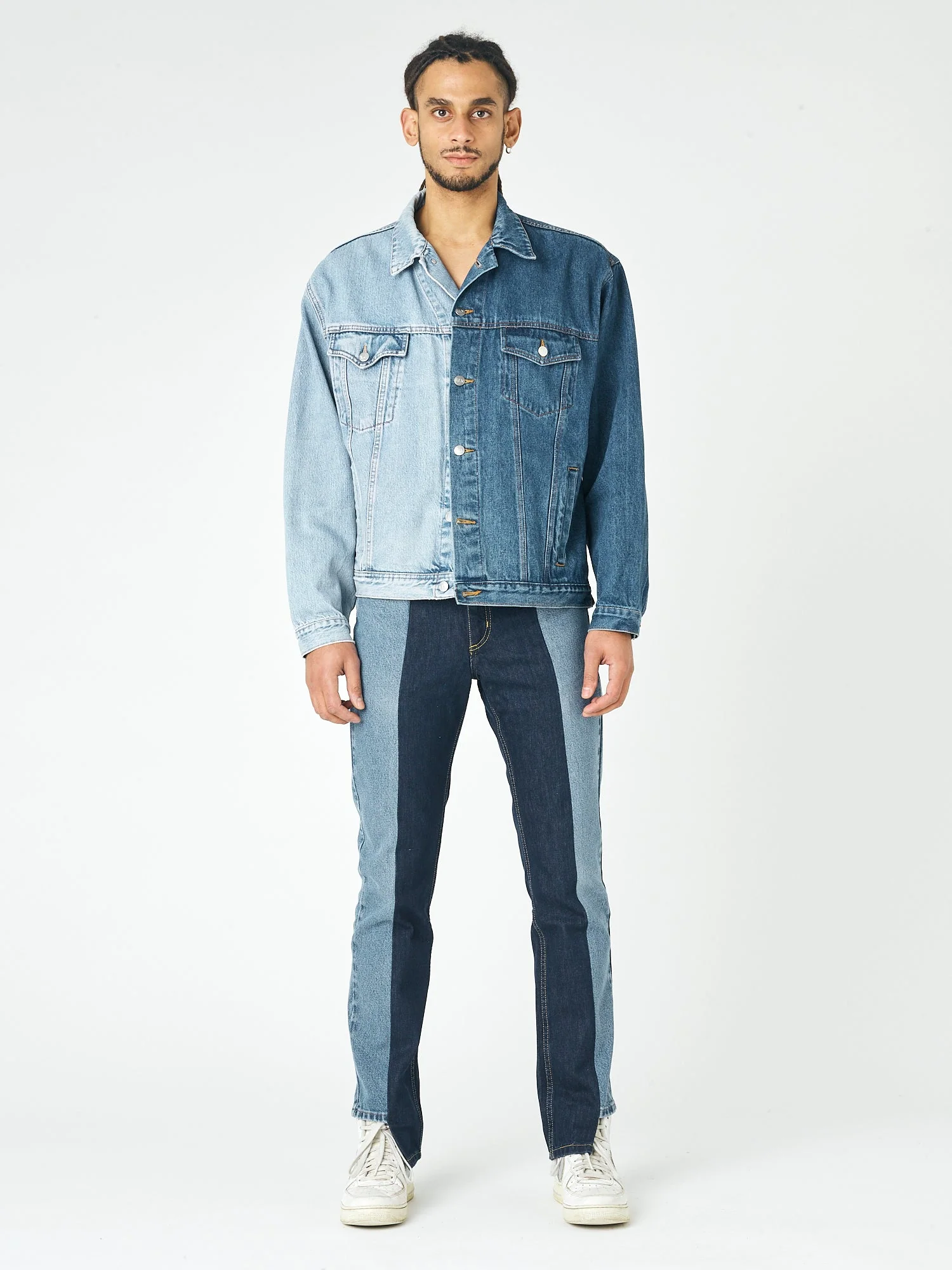 Men's Classic Denim Jacket Dark/Light Blue - Image 3