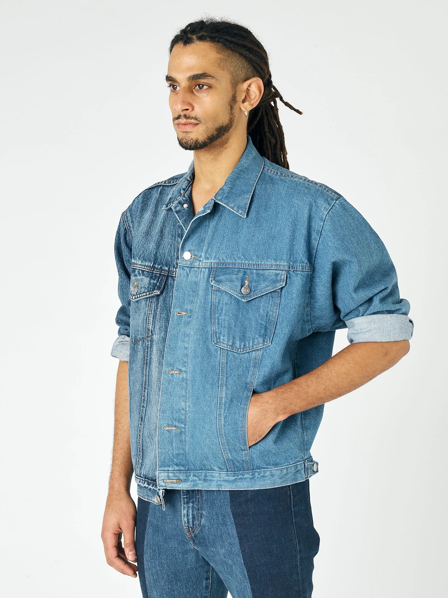 Men's Classic Denim Jacket Mid Blue - Image 3