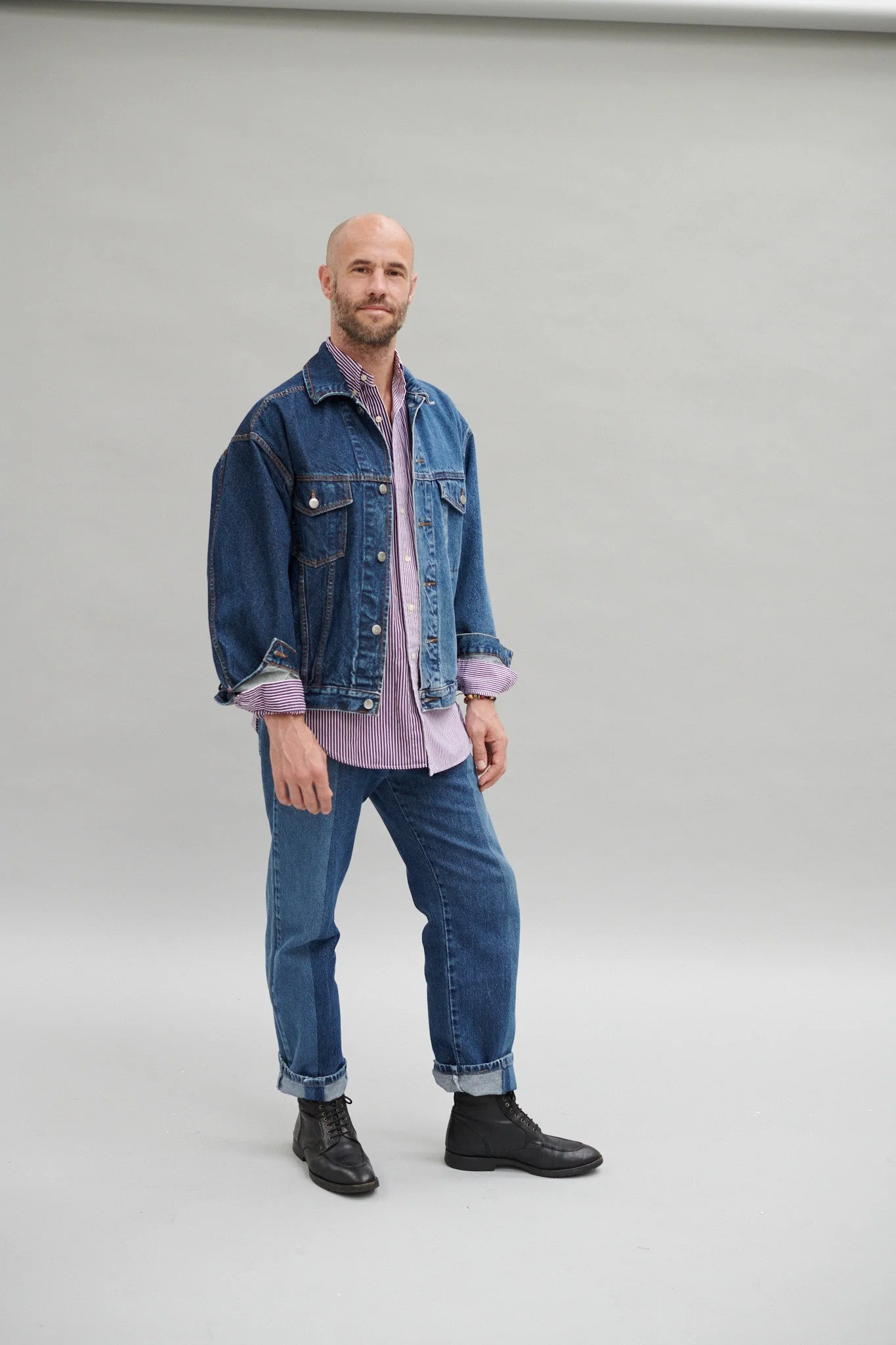 Men's Stovepipe Jean Mid Dark Blue - Image 3