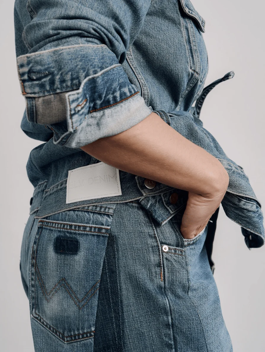 Ridley Double Denim Jacket Mid Blue - Image 5