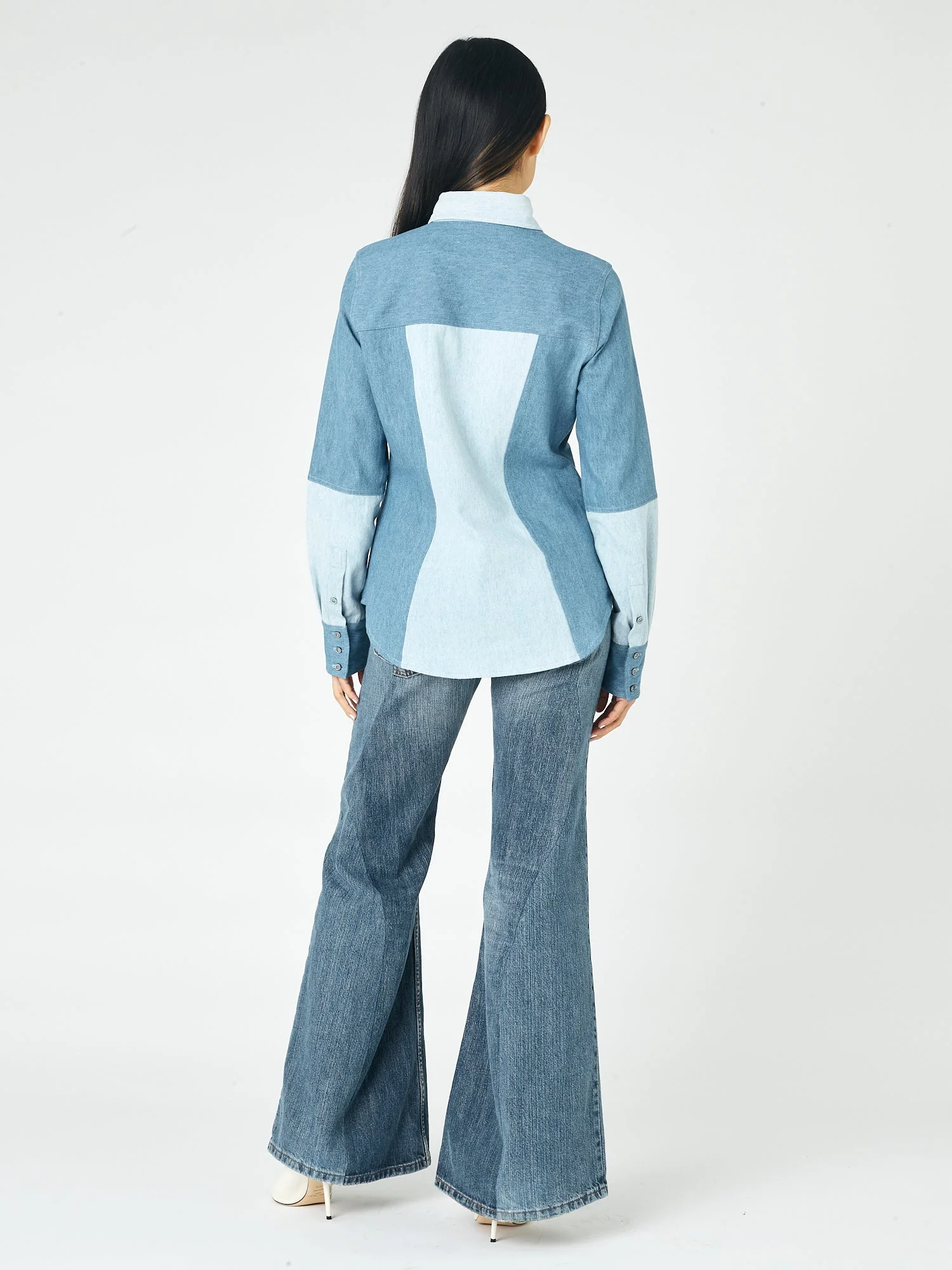 The Elly Shirt Denim Patchwork Blue - Image 5